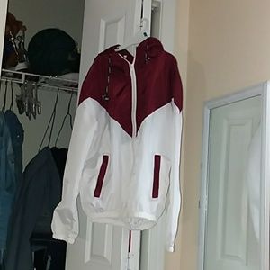 red nd white jacket